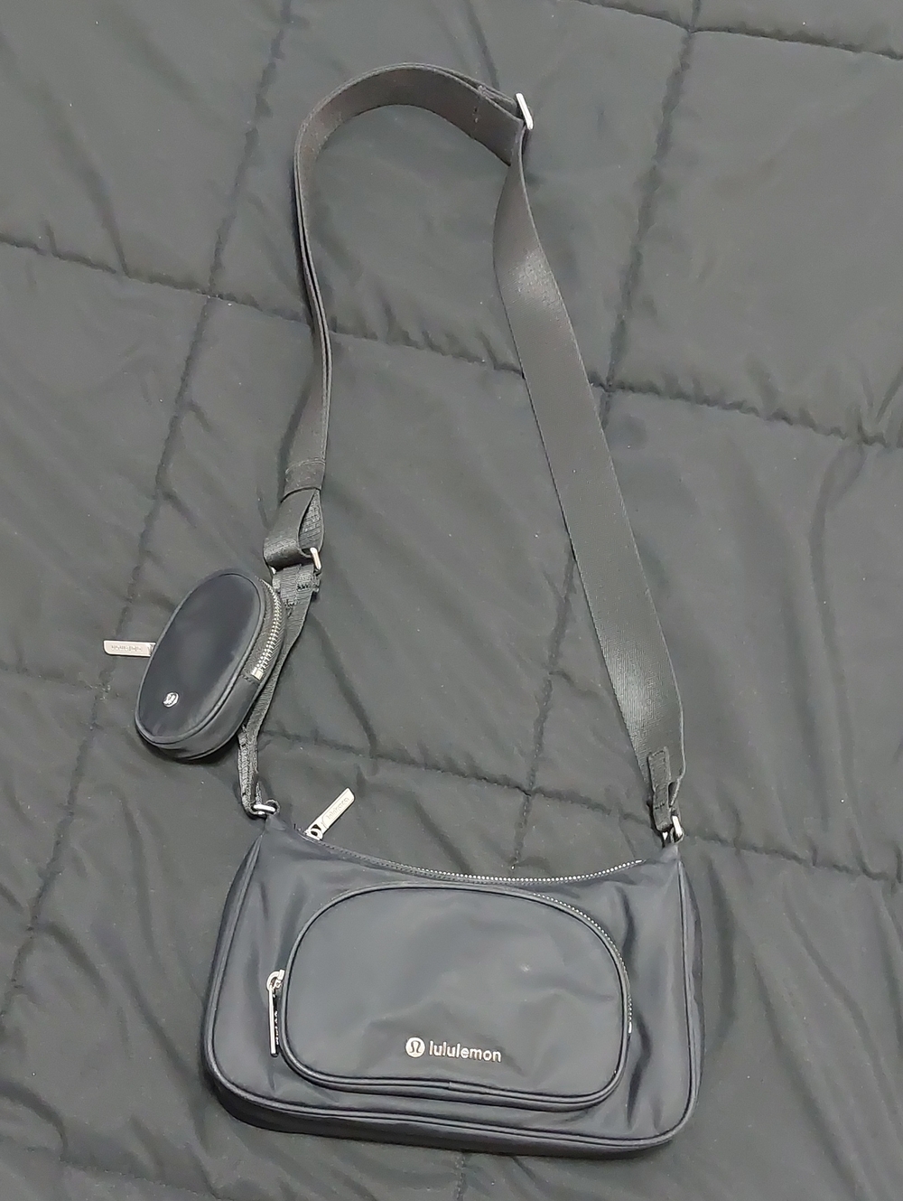 lululemon athletica Black Crossbody Shoulder Bag with Detachable Coin Pouch